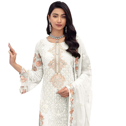 SHAFNUFAB Women's Georgette Ethnic Wear for WomenSemi StitchedSalwarSuit   SF201326  Diwali Outfit Bridal White1  Colour Indian CasualWearSalwarSuit IN Eid