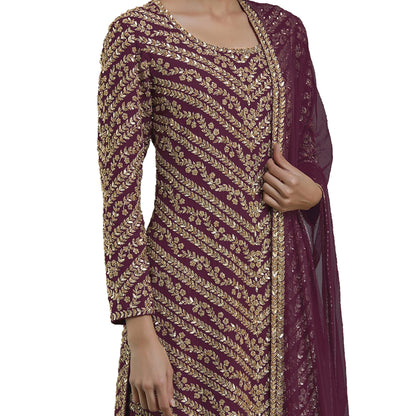 SHAFNUFAB Women's Georgette Ethnic Wear for WomenSemi StitchedSalwarSuit   SF201329  Diwali Outfit Bridal Purple  Colour Indian CasualWearSalwarSuit IN Eid