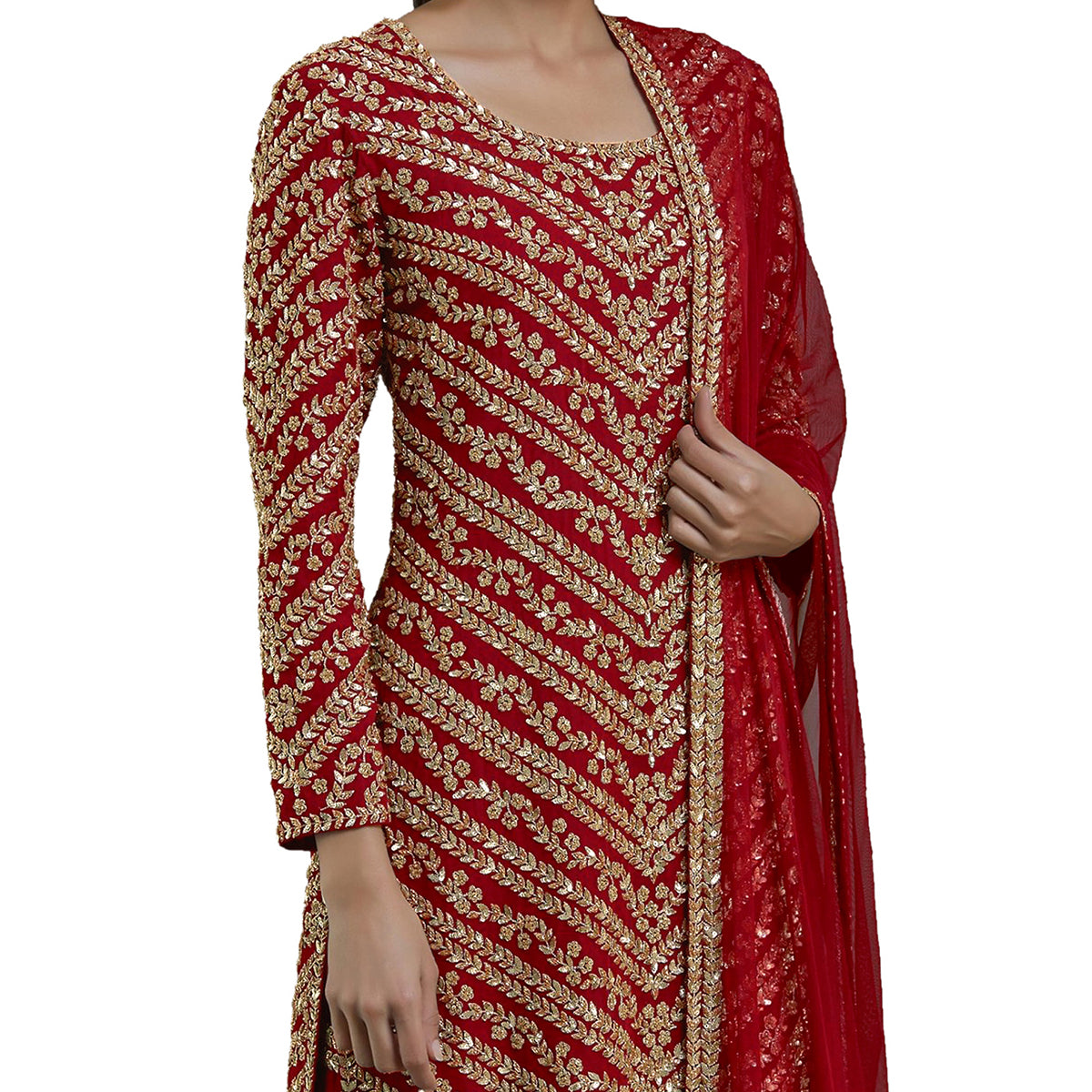 SHAFNUFAB Women's Georgette Ethnic Wear for WomenSemi StitchedSalwarSuit   SF201330  Diwali Outfit Bridal Red  Colour Indian CasualWearSalwarSuit IN Eid