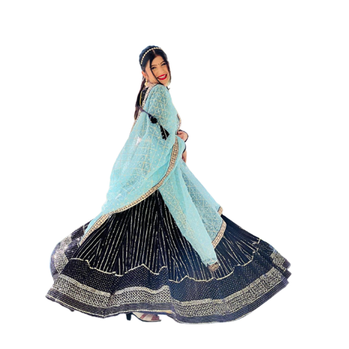 SHAFNUFAB Women's viscose Velvet Semi Stitched lehengacholi SF201350  Diwali Outfit Embroidered lehengacholi Set Blue1  Colour Indian Heavy Lehenga
