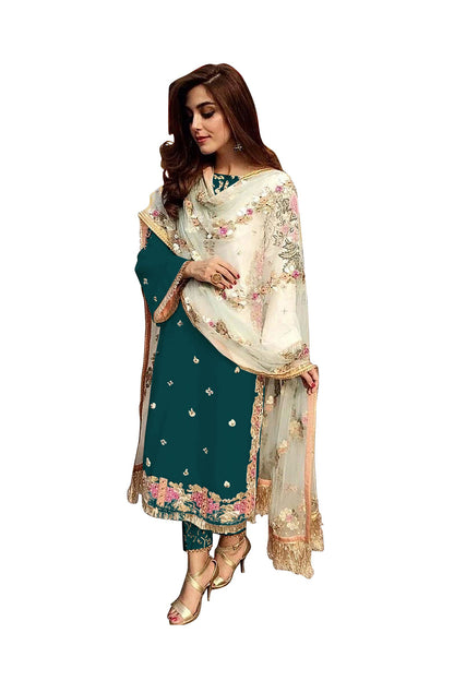 SHAFNUFAB Women's Georgette Ethnic Wear for WomenSemi StitchedSalwarSuit   SF201365  Diwali Outfit Bridal Navy Blue  Colour Indian CasualWearSalwarSuit IN Eid