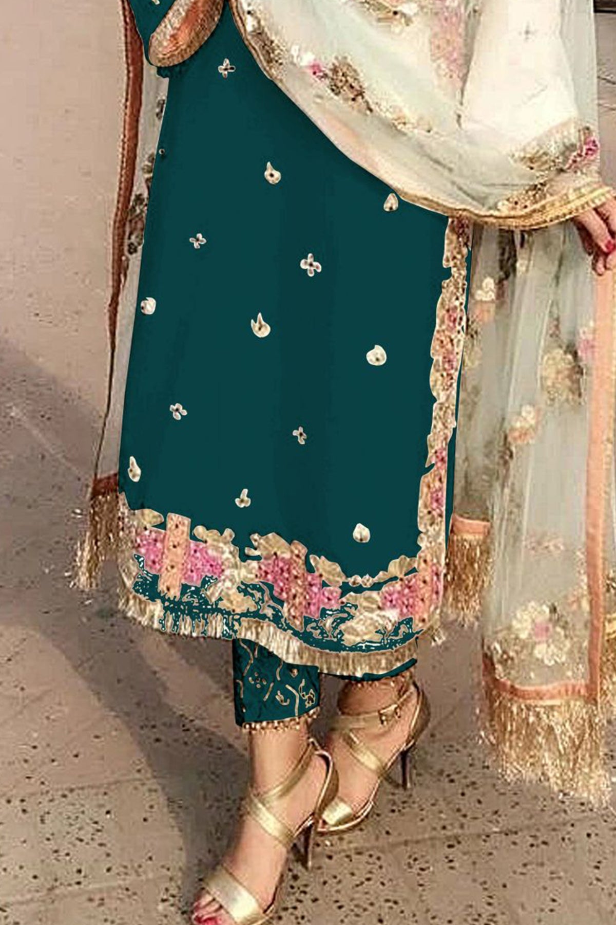 SHAFNUFAB Women's Georgette Ethnic Wear for WomenSemi StitchedSalwarSuit   SF201365  Diwali Outfit Bridal Navy Blue  Colour Indian CasualWearSalwarSuit IN Eid