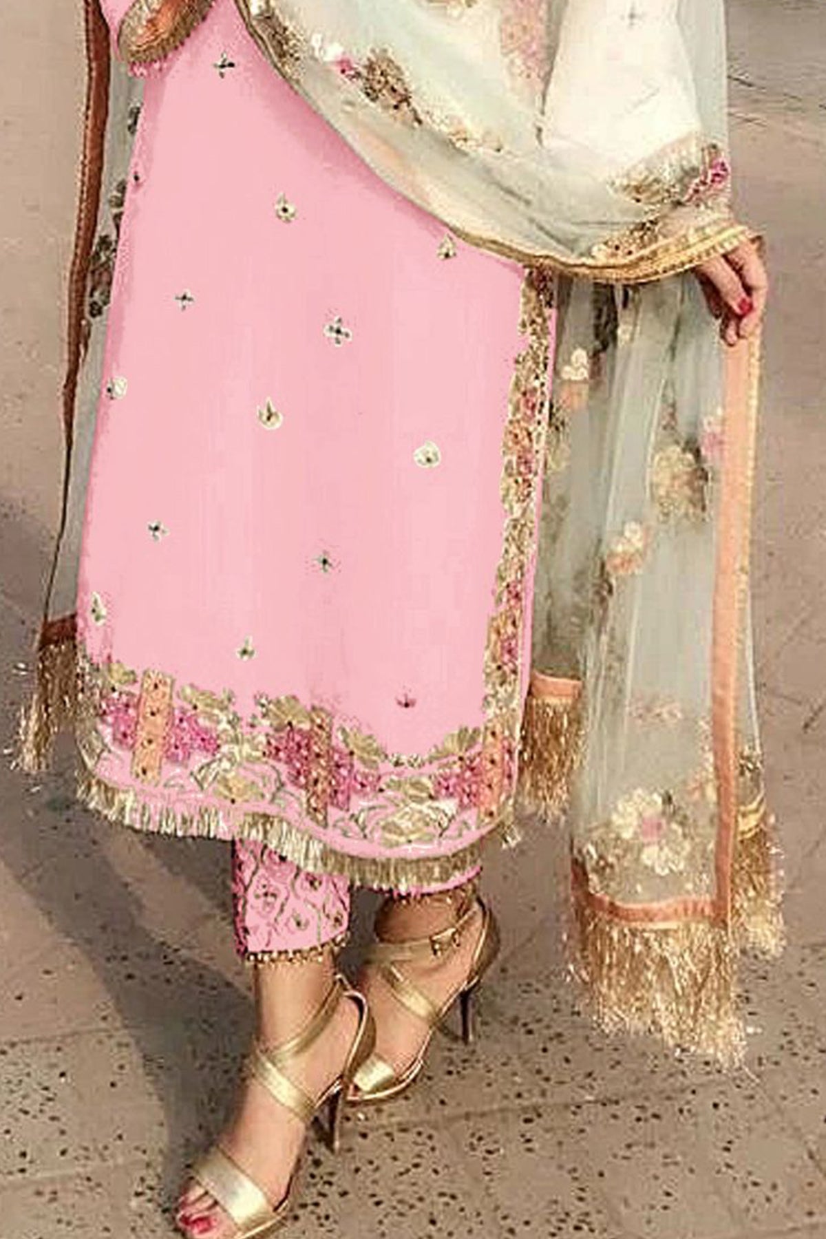 SHAFNUFAB Women's Georgette Ethnic Wear for WomenSemi StitchedSalwarSuit   SF201366  Diwali Outfit Bridal Pink  Colour Indian CasualWearSalwarSuit IN Eid