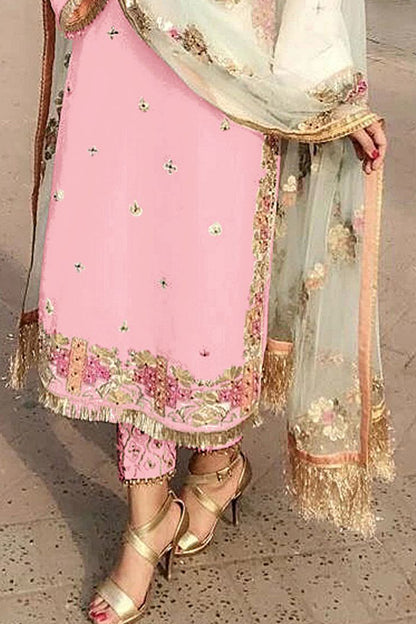 SHAFNUFAB Women's Georgette Ethnic Wear for WomenSemi StitchedSalwarSuit   SF201366  Diwali Outfit Bridal Pink  Colour Indian CasualWearSalwarSuit IN Eid