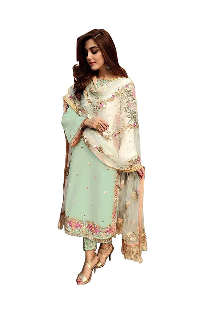 SHAFNUFAB Women's Georgette Ethnic Wear for WomenSemi StitchedSalwarSuit   SF201368  Diwali Outfit Bridal Green  Colour Indian CasualWearSalwarSuit IN Eid