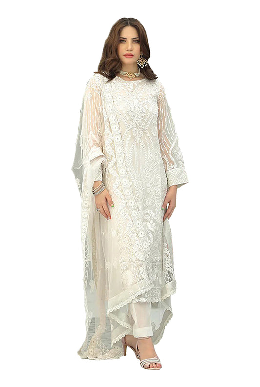SHAFNUFAB Women's Georgette Ethnic Wear for WomenSemi StitchedSalwarSuit   SF201374  Diwali Outfit Bridal White1  Colour Indian CasualWearSalwarSuit IN Eid