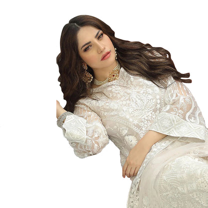 SHAFNUFAB Women's Georgette Ethnic Wear for WomenSemi StitchedSalwarSuit   SF201374  Diwali Outfit Bridal White1  Colour Indian CasualWearSalwarSuit IN Eid