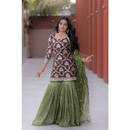 Shafnufab Women's Georgette Stitched Dhoti Suit(XL Size)  In  Purple  Colour SF201429