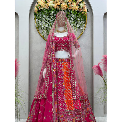 SHAFNUFAB Women's Gorgette Semi Stitched lehengacholi SF201463  Diwali Outfit Embroidered lehengacholi Set Pink  Colour Indian Heavy Lehenga
