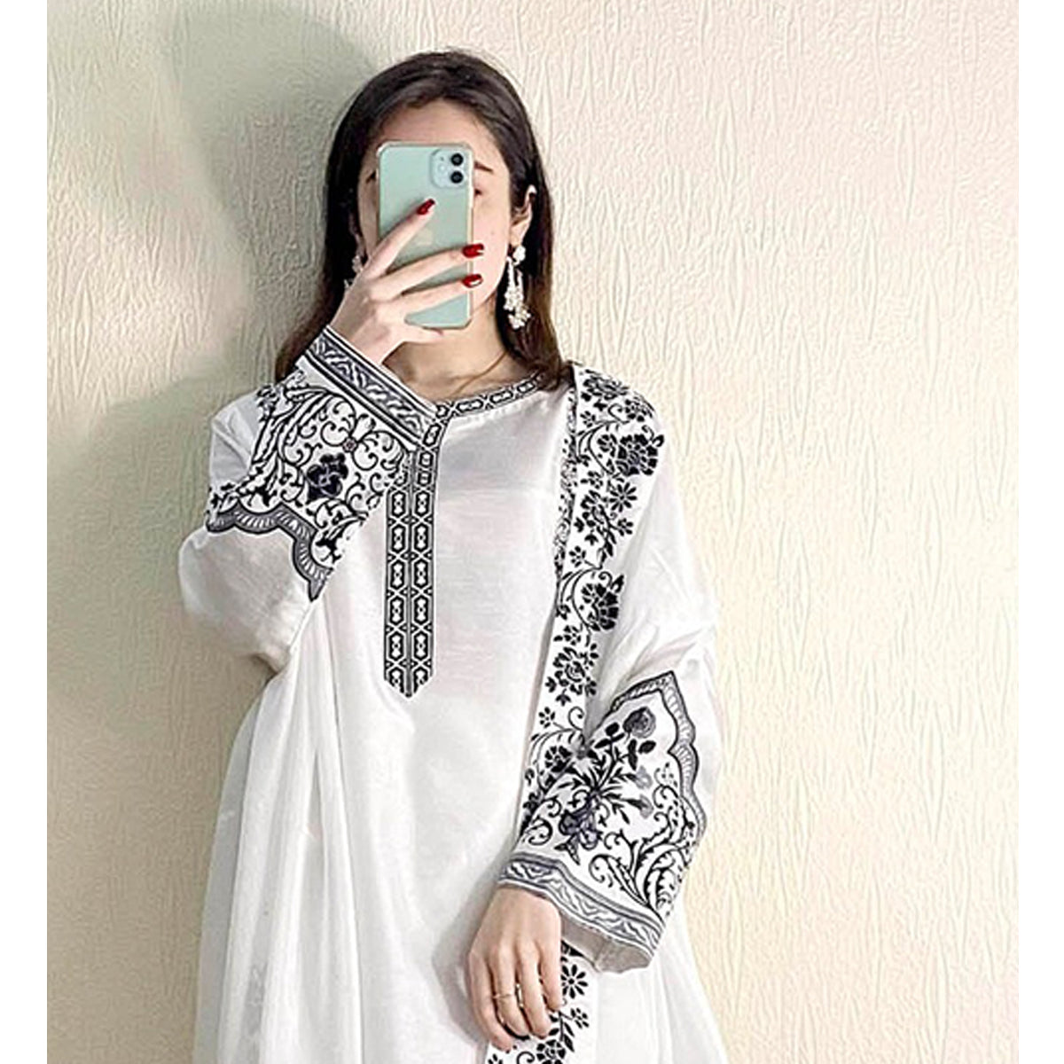 SHAFNUFAB Women's Georgette Ethnic Wear for WomenSemi StitchedSalwarSuit   SF201491  Diwali Outfit Bridal White  Colour Indian CasualWearSalwarSuit IN Eid