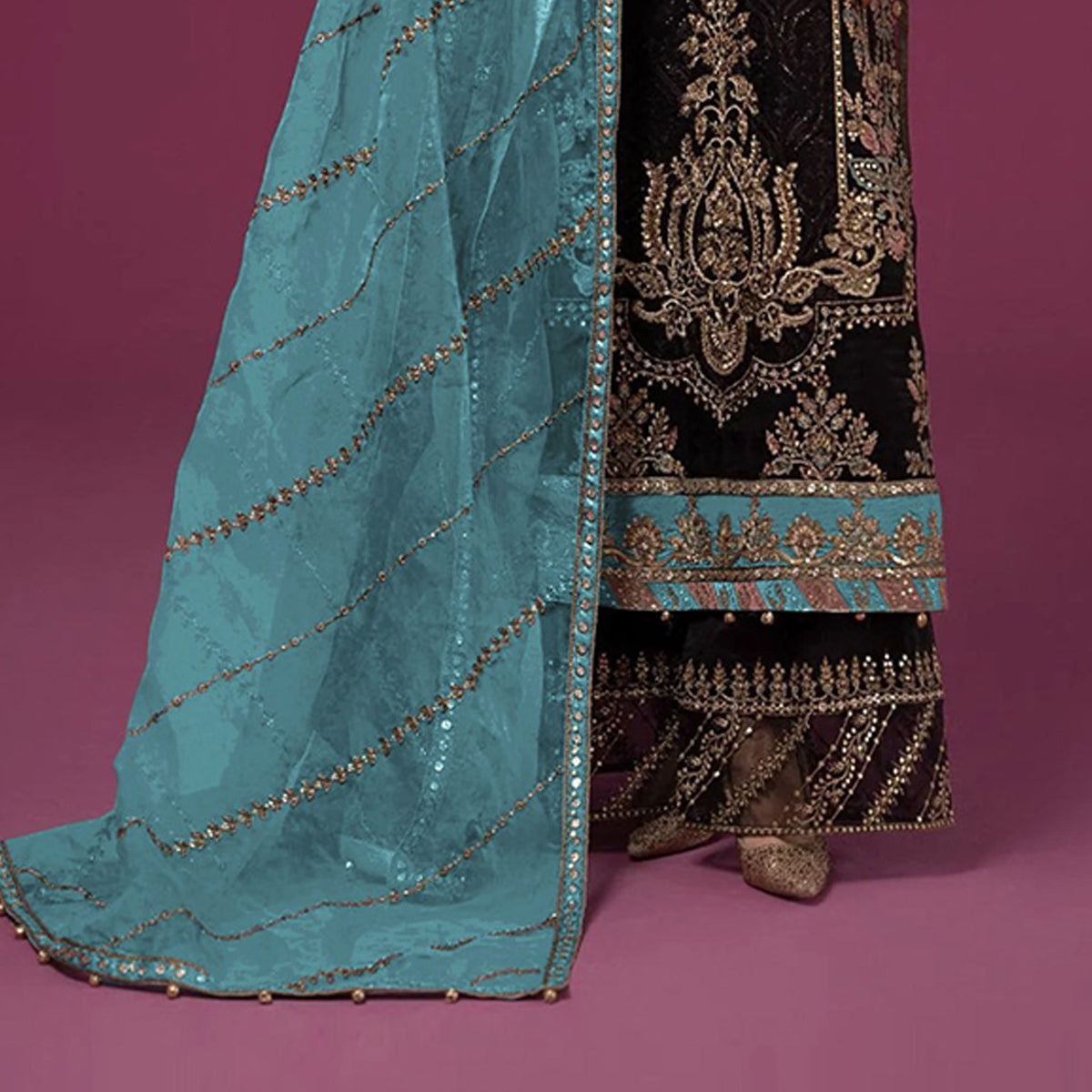 SHAFNUFAB Women's Georgette Ethnic Wear for WomenSemi StitchedSalwarSuit   SF201495  Diwali Outfit Bridal Light Blue2  Colour Indian CasualWearSalwarSuit IN Eid