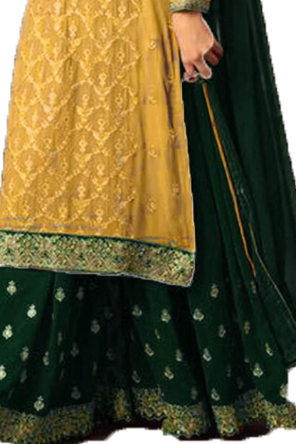 SHAFNUFAB Women's Georgette Ethnic Wear for WomenSemi StitchedSalwarSuit   SF20150  Diwali Outfit Bridal Yellow  Colour Indian CasualWearSalwarSuit IN Eid