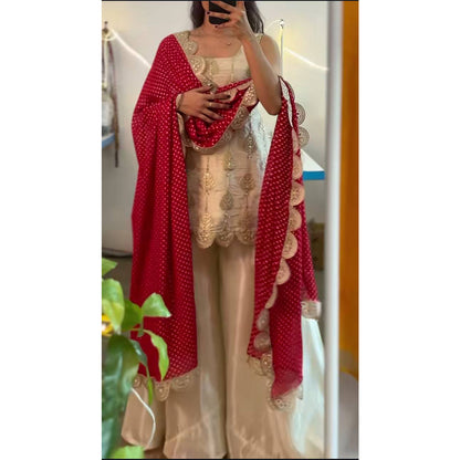 WOMEN'S Art Silk FullStichedWomen’s Stitched Traditional Gown - Heavy Embroidered Indian Ethnic Dress for Special EventsSF201590 SIZE Beige M