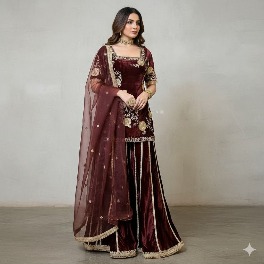 SHAFNUFAB Women's Georgette Ethnic Wear for WomenSemi StitchedSalwarSuit  SF201512