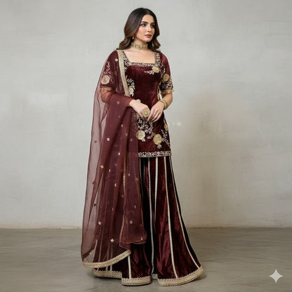 SHAFNUFAB Women's Georgette Ethnic Wear for WomenSemi StitchedSalwarSuit  SF201512
