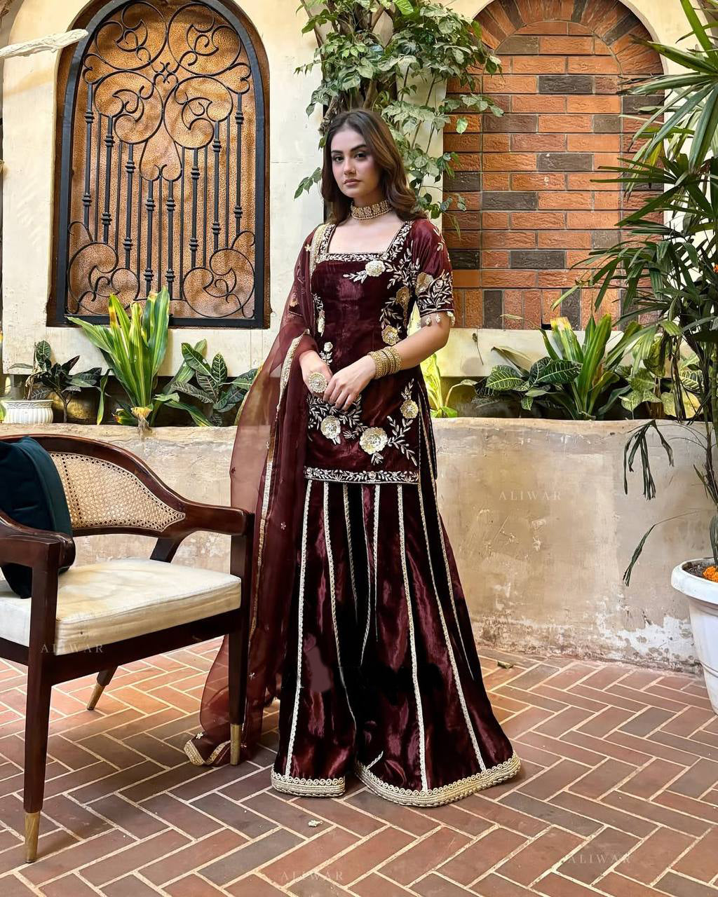 SHAFNUFAB Women's Georgette Ethnic Wear for WomenSemi StitchedSalwarSuit  SF201512