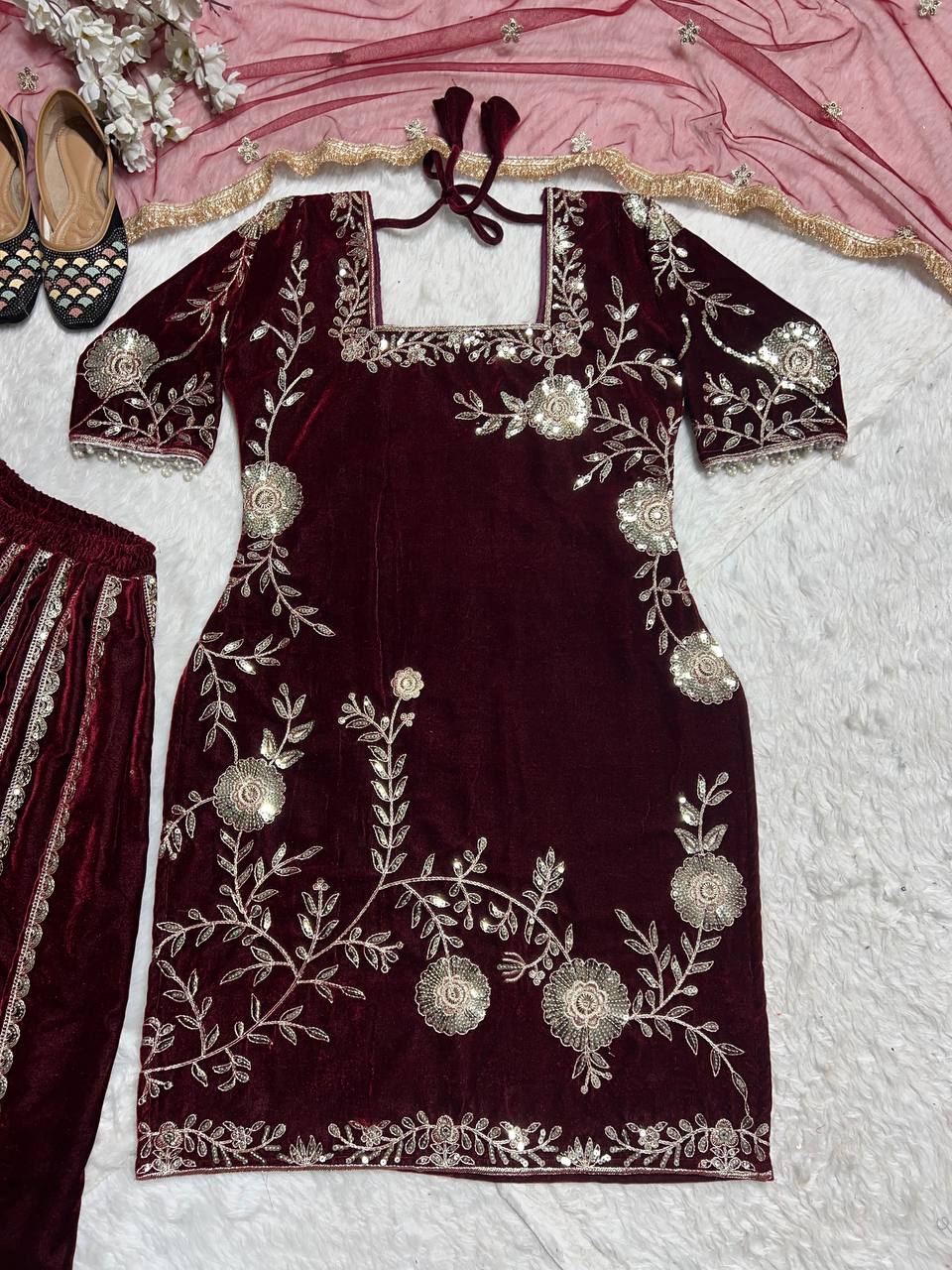SHAFNUFAB Women's Georgette Ethnic Wear for WomenSemi StitchedSalwarSuit  SF201512