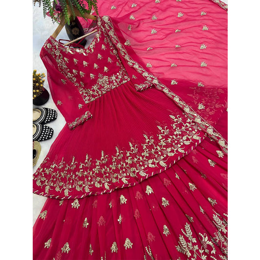 SHAFNUFAB Women's Georgette Ethnic Wear for WomenSemi StitchedSalwarSuit  SF201513