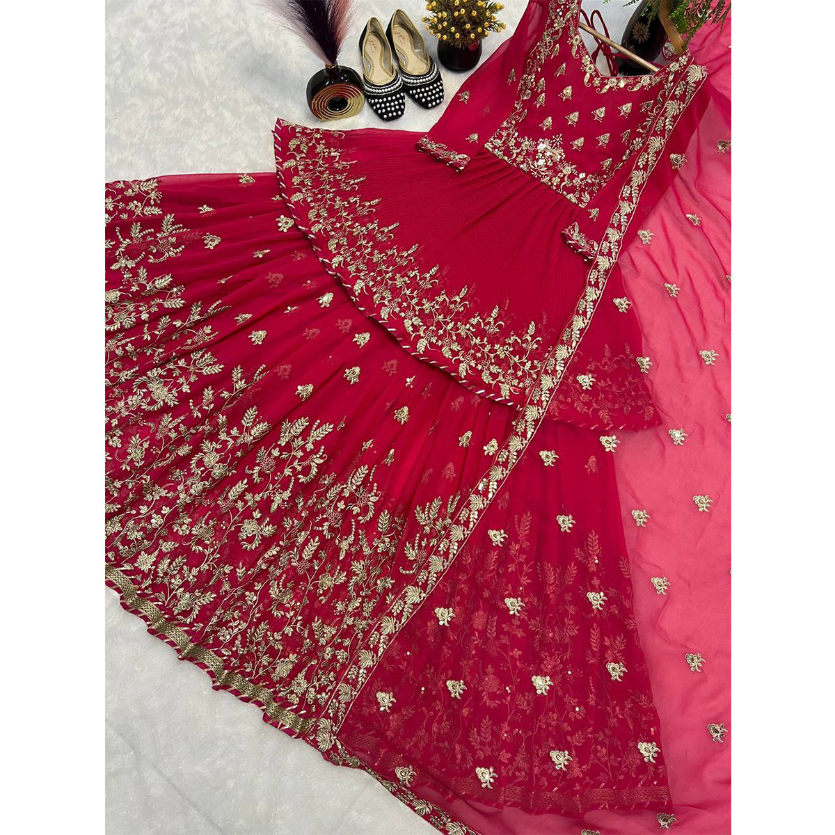 SHAFNUFAB Women's Georgette Ethnic Wear for WomenSemi StitchedSalwarSuit  SF201513