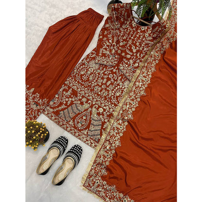 Women’s Stitched Dhoti Suit with Heavy Embroidery Work Dupatta | Designer Kurta Dhoti Pant Set for Party, Festive & Wedding Wear