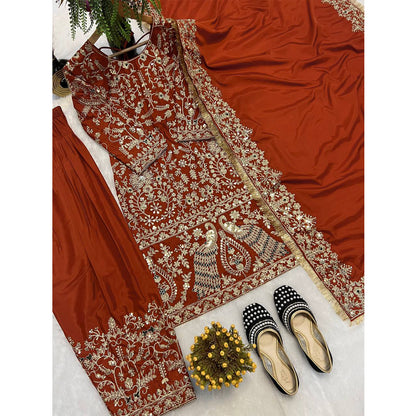 Women’s Stitched Dhoti Suit with Heavy Embroidery Work Dupatta | Designer Kurta Dhoti Pant Set for Party, Festive & Wedding Wear