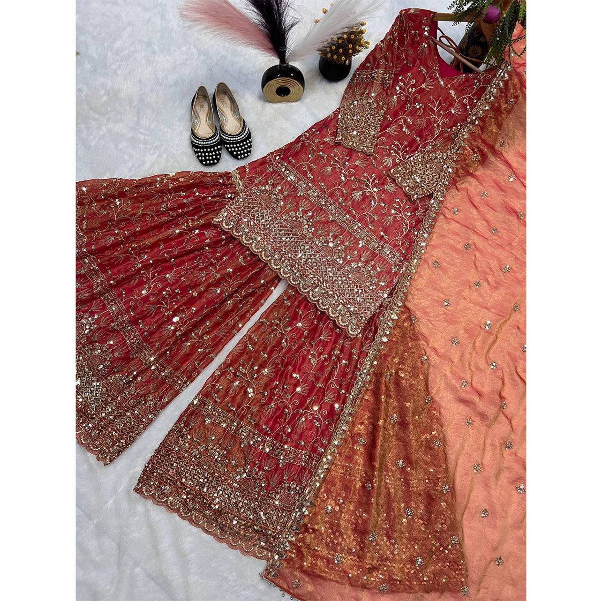 SHAFNUFAB Women's Georgette Ethnic Wear for WomenSemi StitchedSalwarSuit  SF201515