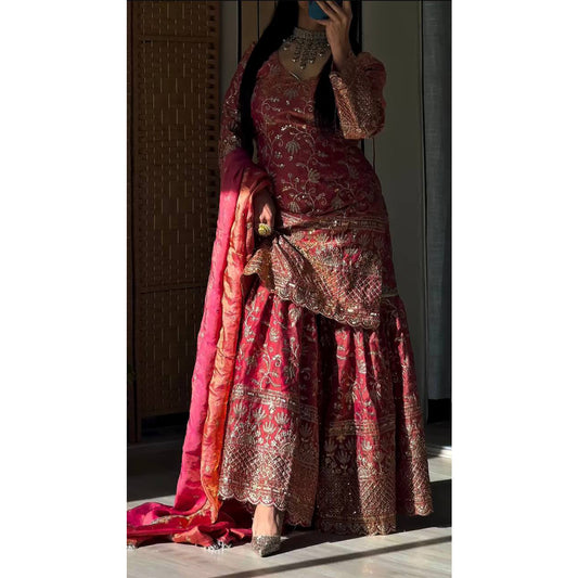 SHAFNUFAB Women's Georgette Ethnic Wear for WomenSemi StitchedSalwarSuit  SF201515