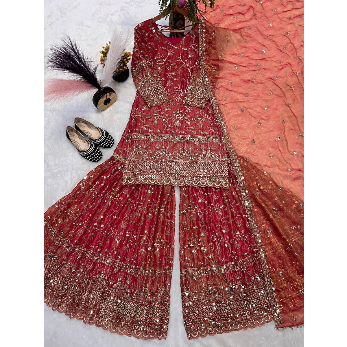 SHAFNUFAB Women's Georgette Ethnic Wear for WomenSemi StitchedSalwarSuit  SF201515