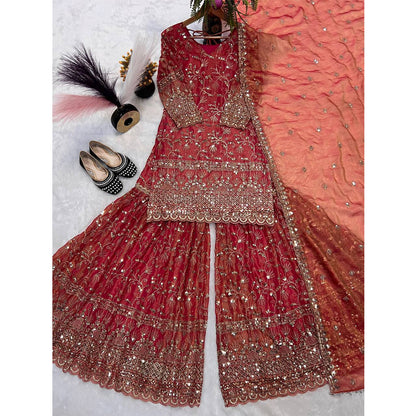 SHAFNUFAB Women's Georgette Ethnic Wear for WomenSemi StitchedSalwarSuit  SF201515