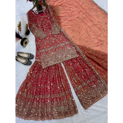 SHAFNUFAB Women's Georgette Ethnic Wear for WomenSemi StitchedSalwarSuit  SF201515