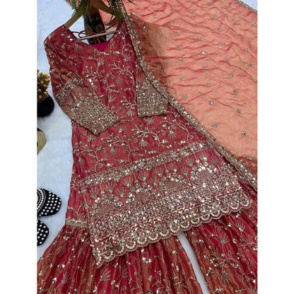 SHAFNUFAB Women's Georgette Ethnic Wear for WomenSemi StitchedSalwarSuit  SF201515