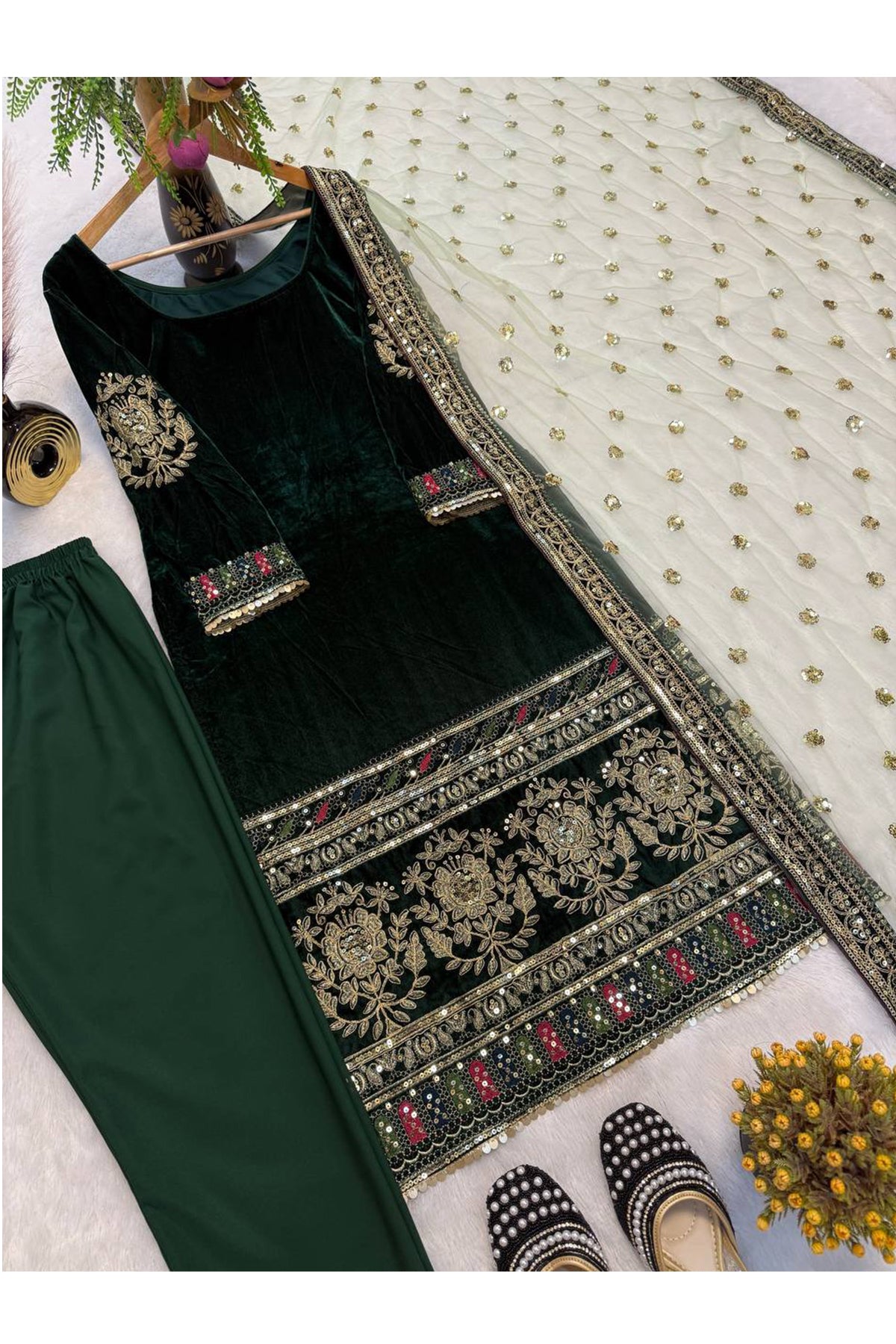 SHAFNUFAB Women's Georgette Ethnic Wear for WomenSemi StitchedSalwarSuit  SF201516