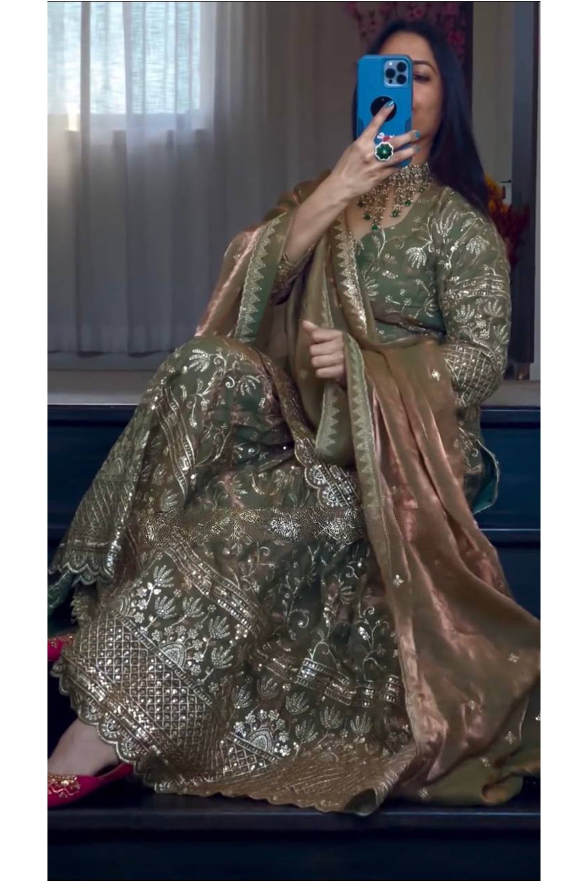 SHAFNUFAB Women's Georgette Ethnic Wear for WomenSemi StitchedSalwarSuit  SF201518