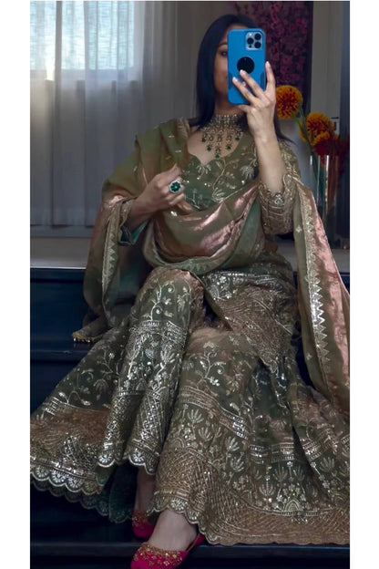 SHAFNUFAB Women's Georgette Ethnic Wear for WomenSemi StitchedSalwarSuit  SF201518
