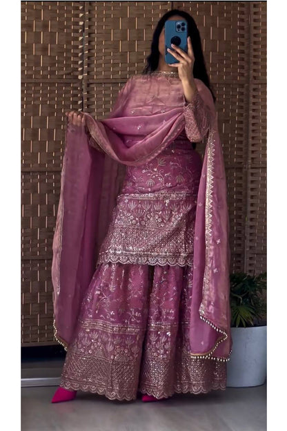 SHAFNUFAB Women's Georgette Ethnic Wear for WomenSemi StitchedSalwarSuit  SF201519
