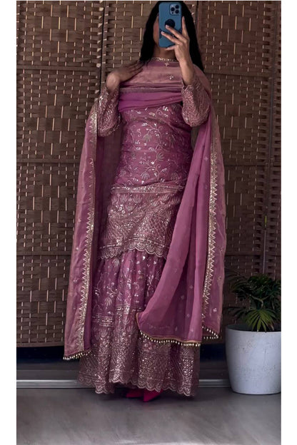 SHAFNUFAB Women's Georgette Ethnic Wear for WomenSemi StitchedSalwarSuit  SF201519
