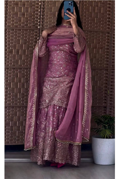 SHAFNUFAB Women's Georgette Ethnic Wear for WomenSemi StitchedSalwarSuit  SF201519