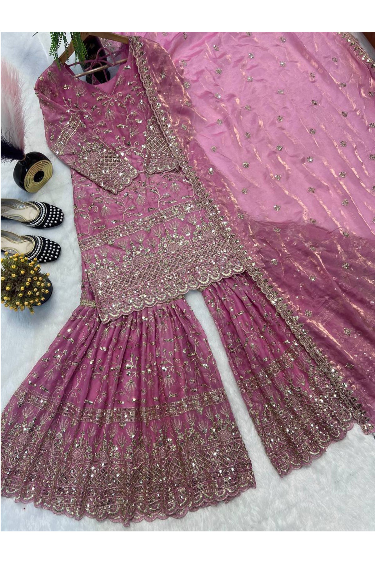 SHAFNUFAB Women's Georgette Ethnic Wear for WomenSemi StitchedSalwarSuit  SF201519