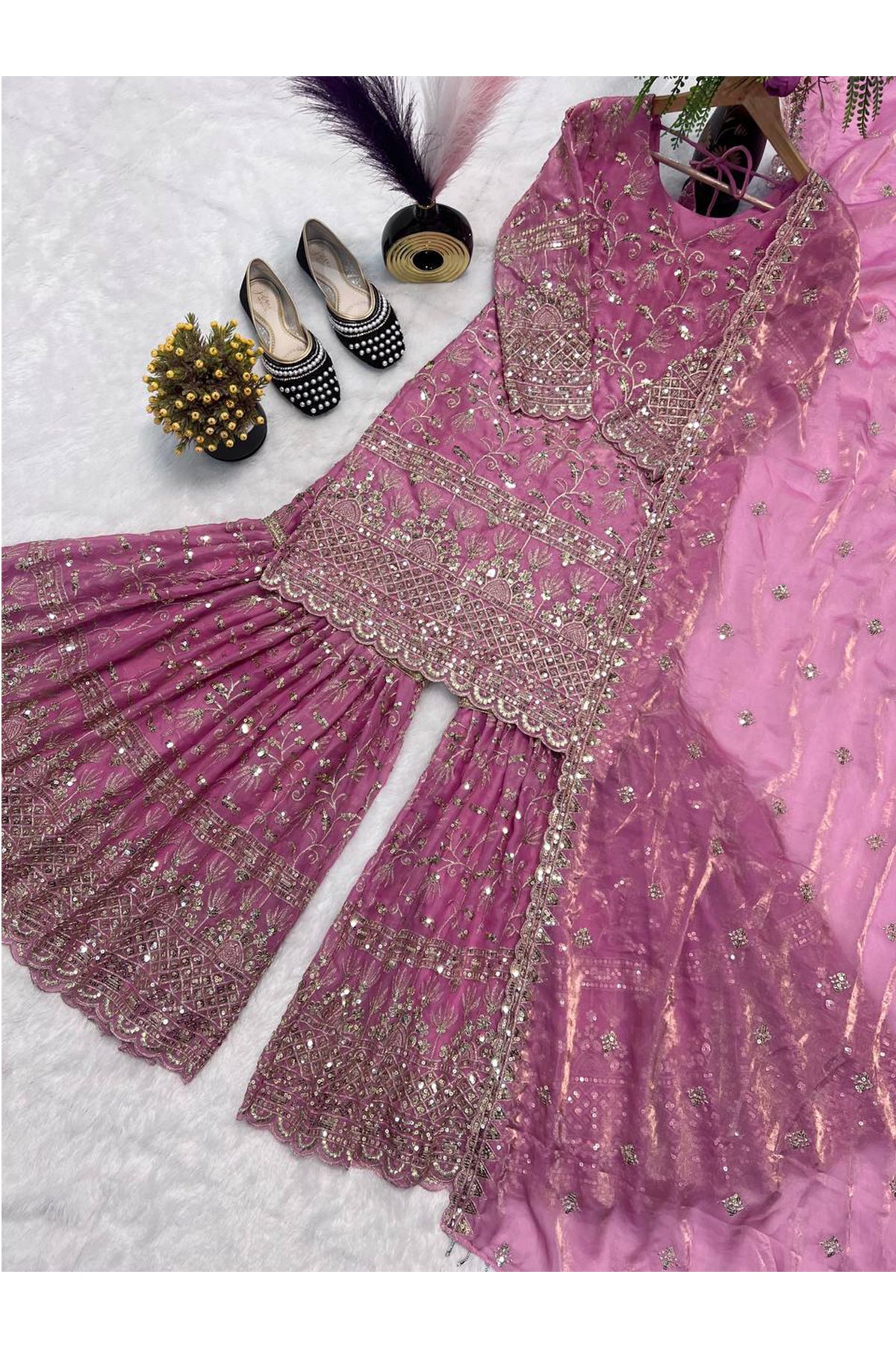 SHAFNUFAB Women's Georgette Ethnic Wear for WomenSemi StitchedSalwarSuit  SF201519