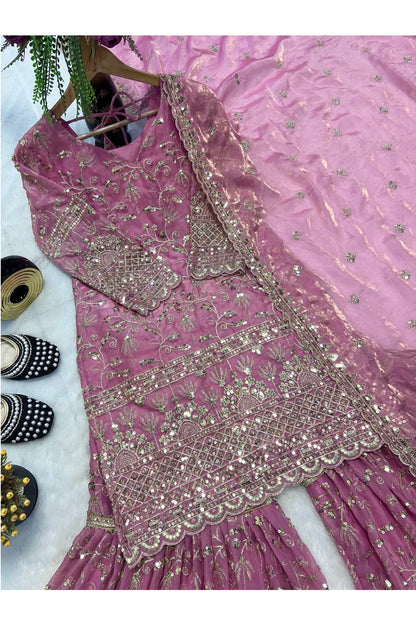 SHAFNUFAB Women's Georgette Ethnic Wear for WomenSemi StitchedSalwarSuit  SF201519