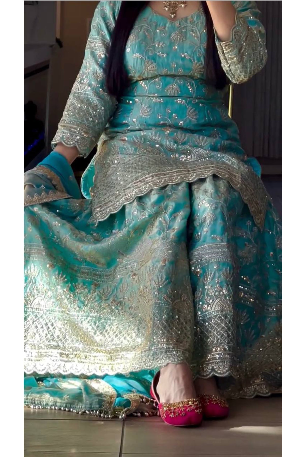 SHAFNUFAB Women's Georgette Ethnic Wear for WomenSemi StitchedSalwarSuit  SF201520