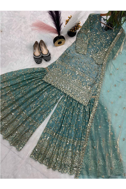 SHAFNUFAB Women's Georgette Ethnic Wear for WomenSemi StitchedSalwarSuit  SF201520