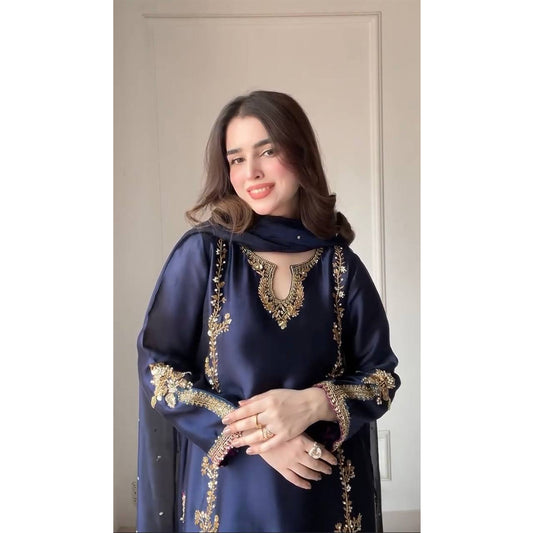 SHAFNUFAB Women's Georgette Ethnic Wear for WomenSemi StitchedSalwarSuit  SF201521