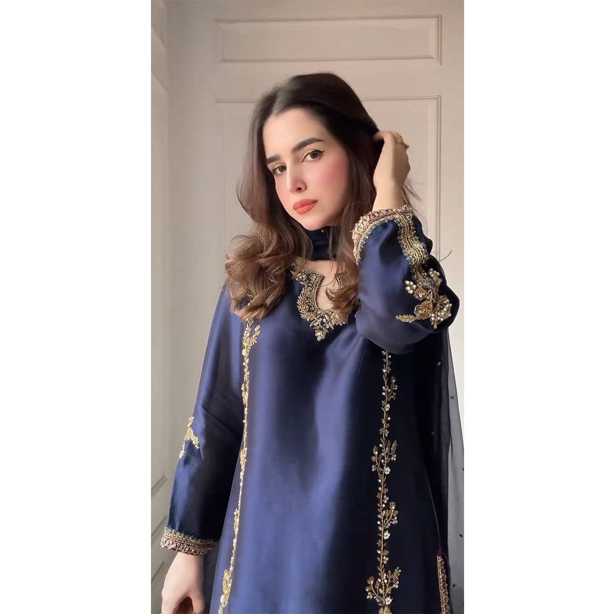 SHAFNUFAB Women's Georgette Ethnic Wear for WomenSemi StitchedSalwarSuit  SF201521