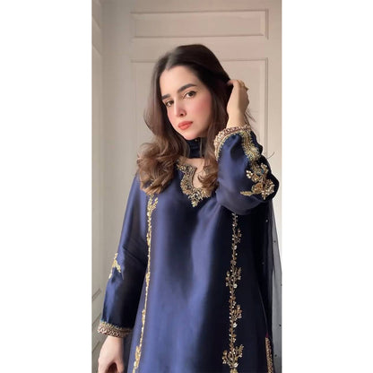 SHAFNUFAB Women's Georgette Ethnic Wear for WomenSemi StitchedSalwarSuit  SF201521