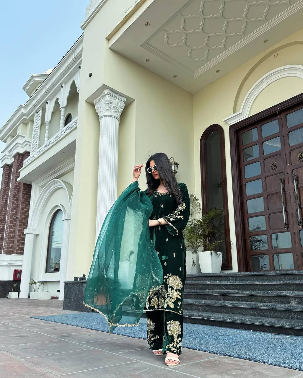 SHAFNUFAB Women's Georgette Ethnic Wear for WomenSemi StitchedSalwarSuit  SF201522