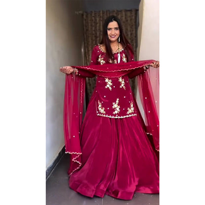 SHAFNUFAB Women's Georgette Ethnic Wear for WomenSemi StitchedSalwarSuit  SF201523