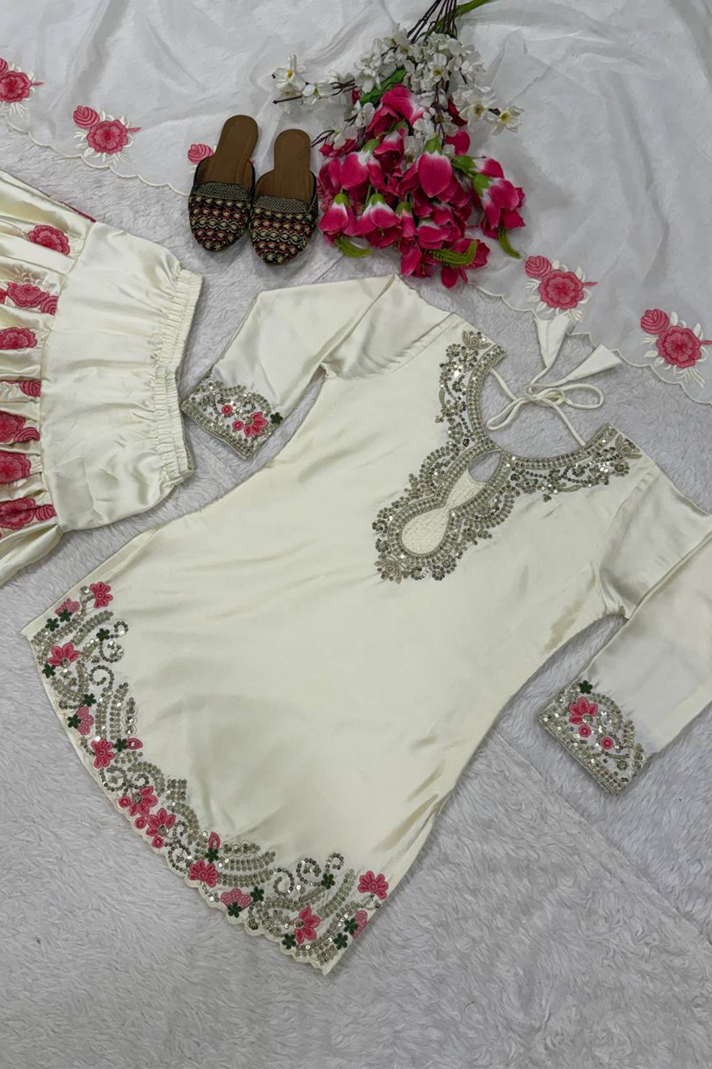 SHAFNUFAB Women's Georgette Ethnic Wear for WomenSemi StitchedSalwarSuit  SF201524