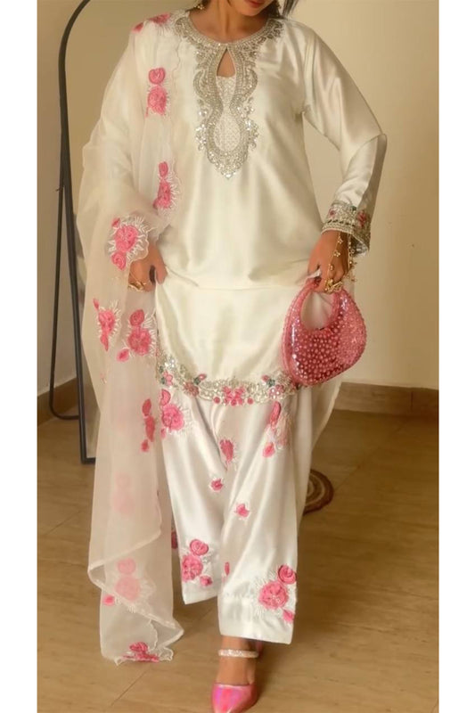 SHAFNUFAB Women's Georgette Ethnic Wear for WomenSemi StitchedSalwarSuit  SF201524