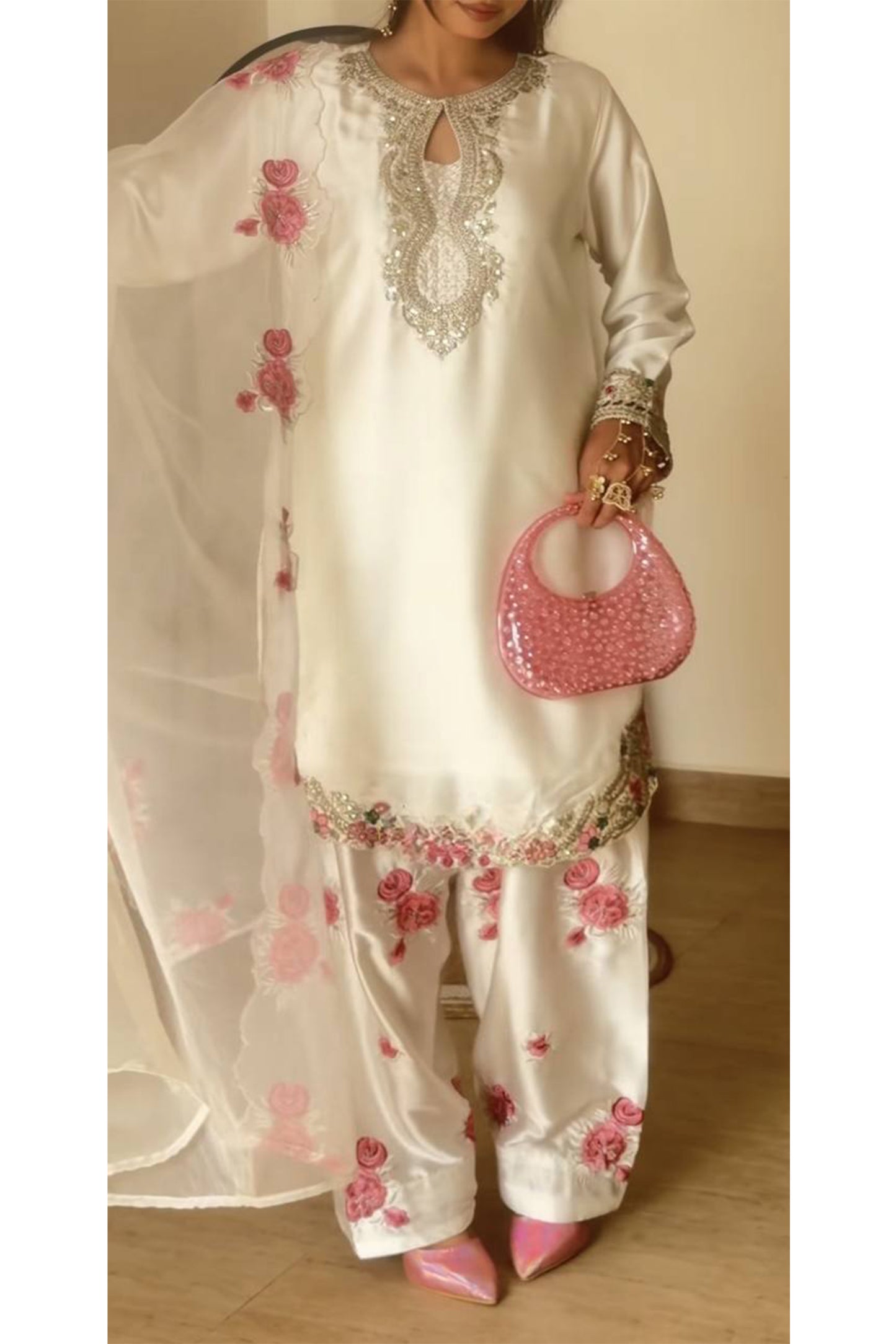 SHAFNUFAB Women's Georgette Ethnic Wear for WomenSemi StitchedSalwarSuit  SF201524